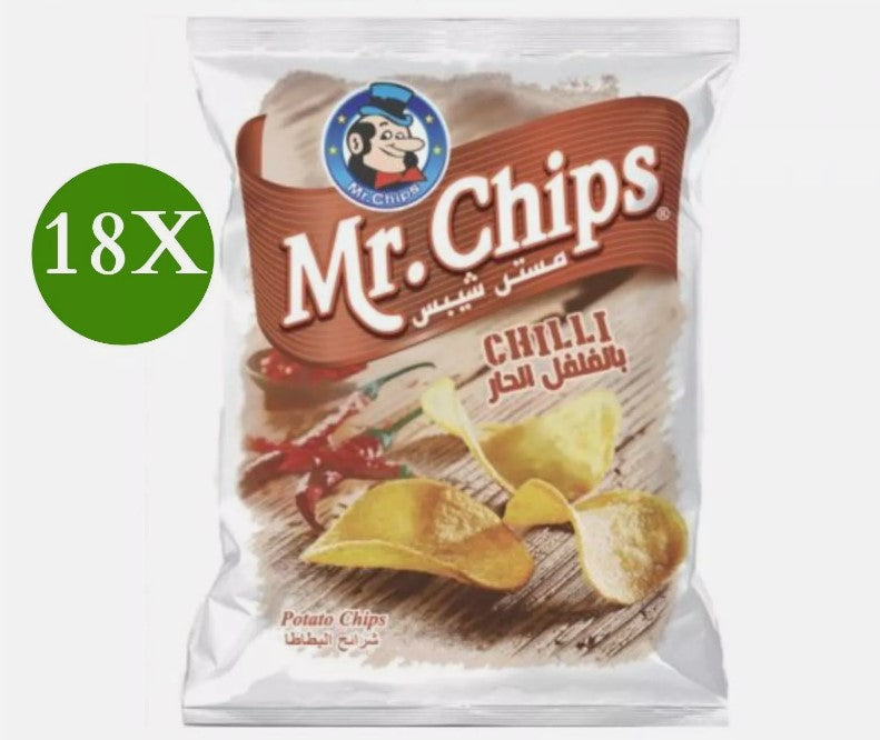 18 Pack X Mr. Chips Potato Chili Hot Spicy Flavor (13 Gram) مستر شيبس