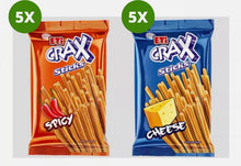 Load image into Gallery viewer, 10 Pack X ETi Crax Spicy and Cheese Flavor Biscuit Sticks (45 Gram)
