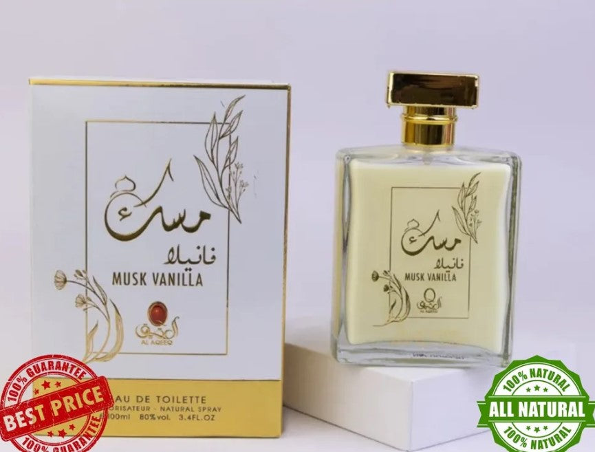 AlAQEEQ Musk AL Tahara Vanilla Concentrated Perfume oil 100ml مسك فانيلا