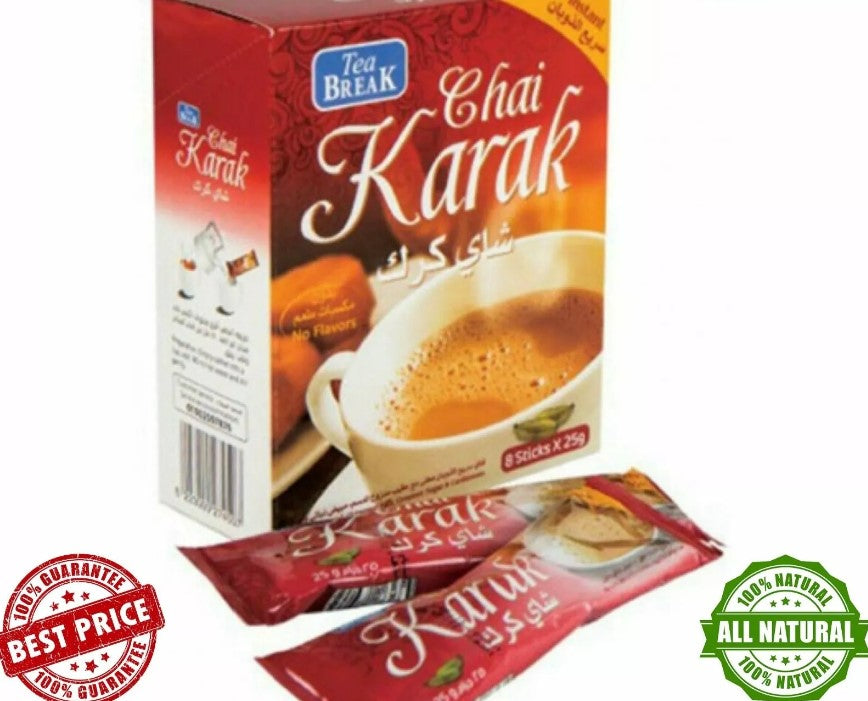 20X Sticks Chai Karak Instant Tea With Skimmed Milk Creamer Sugar & Cardamom كرك