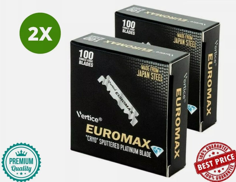 2 Pack X EuroMax Single Edge Half Blades Platinum Coated Blades 