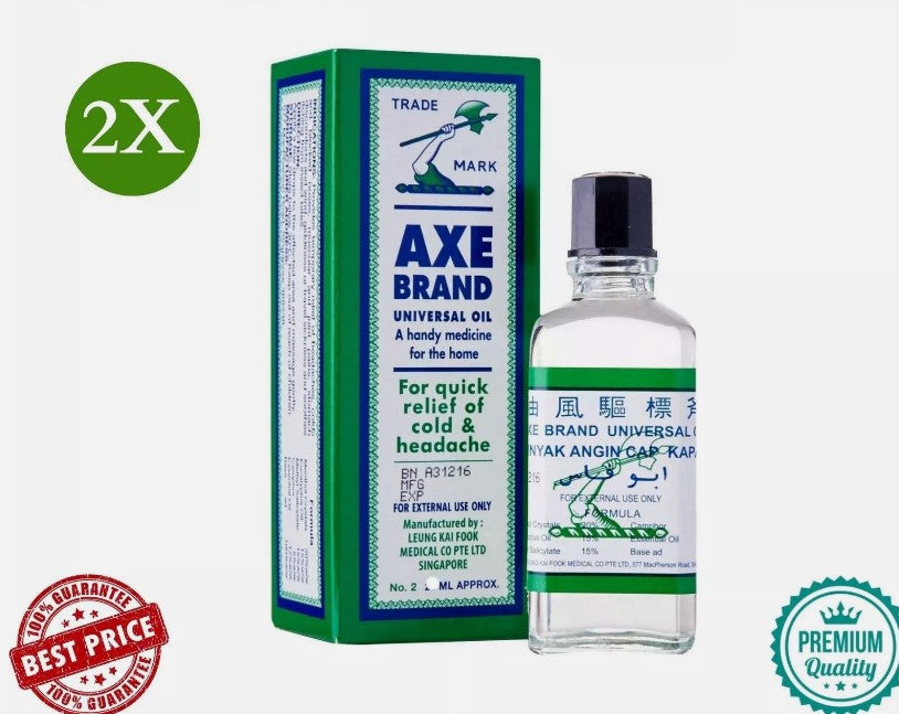 2 X AXE Brand Universal Oil Quick relief of Cold & Headache (3 ml) دهان أبو فاس