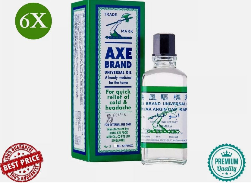6 X AXE Brand Universal Oil Quick relief of Cold & Headache (3 ml) دهان أبو فاس