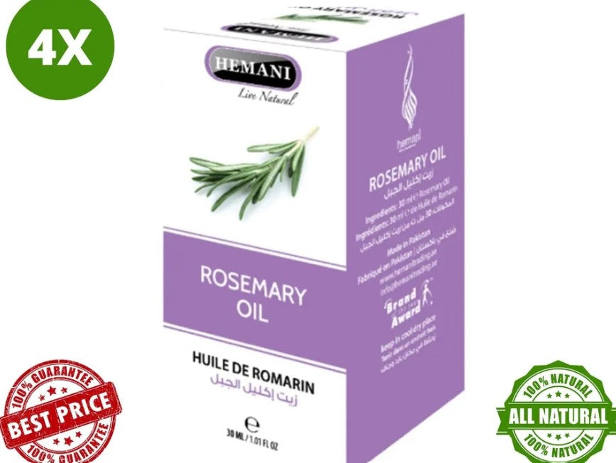 4 X Hemani Rosemary Oil (30ml) 100% Natural FREE SHIPPING زيت اكليل الجبل