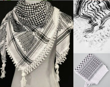 Load image into Gallery viewer, Original Arab Scarf Palestine Keffiyeh Black and White Shemagh كوفية مهدبة
