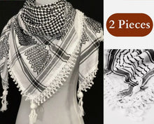Load image into Gallery viewer, 2 X Original Arab Scarf Palestine Keffiyeh Black and White Shemagh كوفية مهدبة
