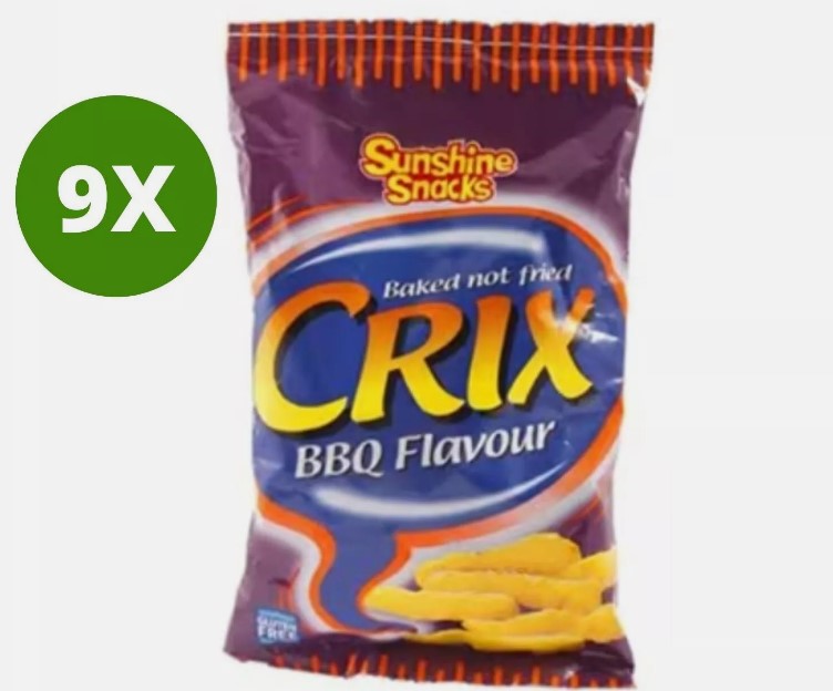9 Pack X Crix BBQ Chips Baked not fried Sunshine snacks Gluten Free(45 Gram)