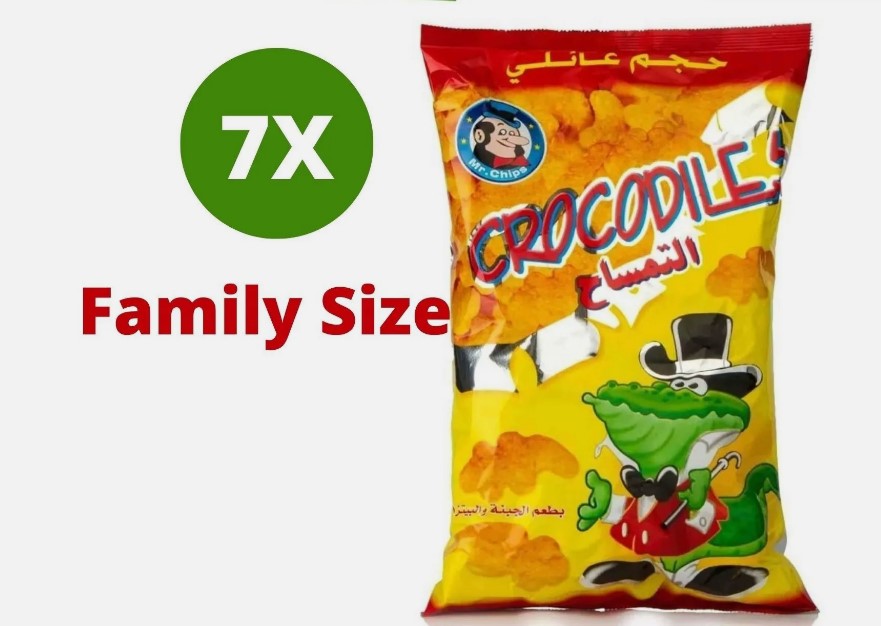 7 Pack X Mr. Chips Crocodile Chips Pizza and Cheese Flavor Family Size (60 Gram)