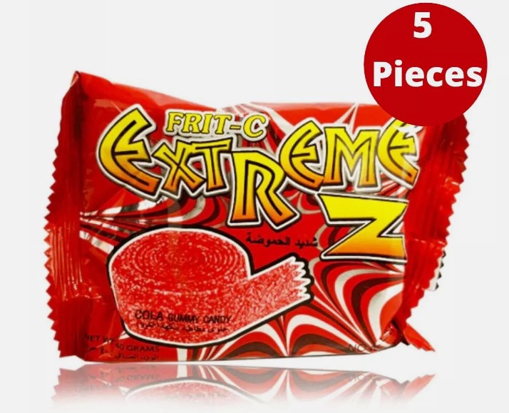 5 Pieces X Frit-C Extreme Z, Cola Flavor Chewy Sour Gummy Candy (40 Gram)