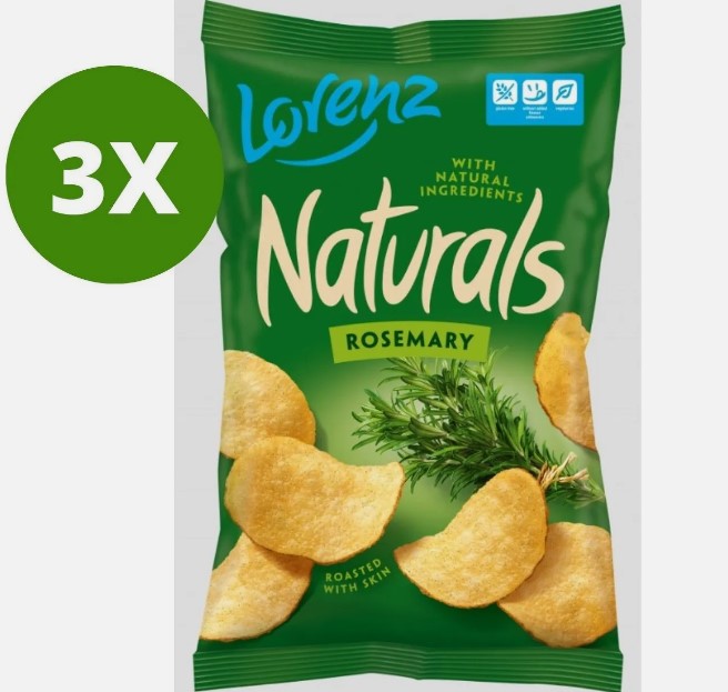 3 Pack X Lorenz Naturals Rosemary Roasted Chips, Family Size (3.5 Ounce)