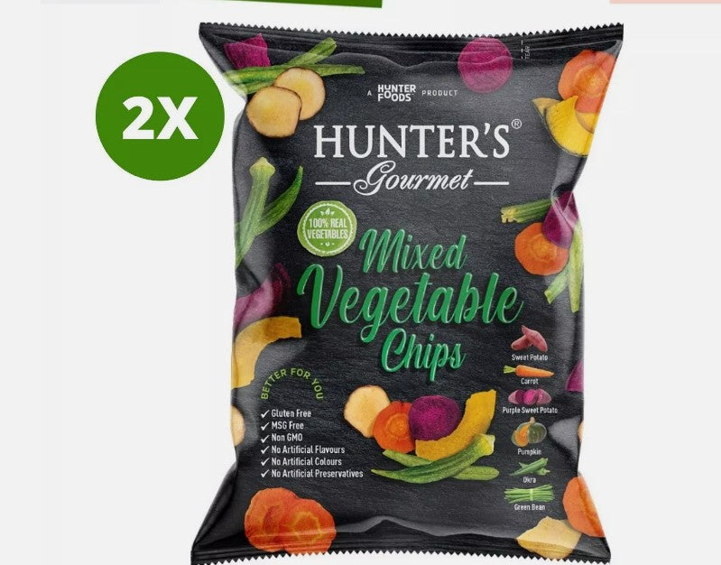 2 Pack X Hunter’s Gourmet Mixed Vegetable Healthy Vegan Chips (75gm)