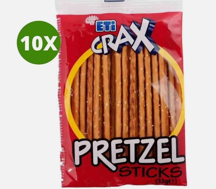 10Pack X ETi CRAX Pretzel Biscuit Salty Sticks (32 Gram)