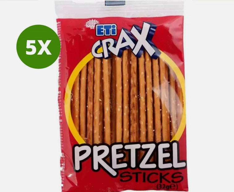5 Pack X ETi CRAX Pretzel Biscuit Salty Sticks (32 Gram)