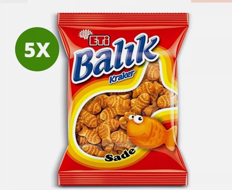 5 Pack X ETi Fish Shaped Cracker - Balik Kraker (40 Gram)