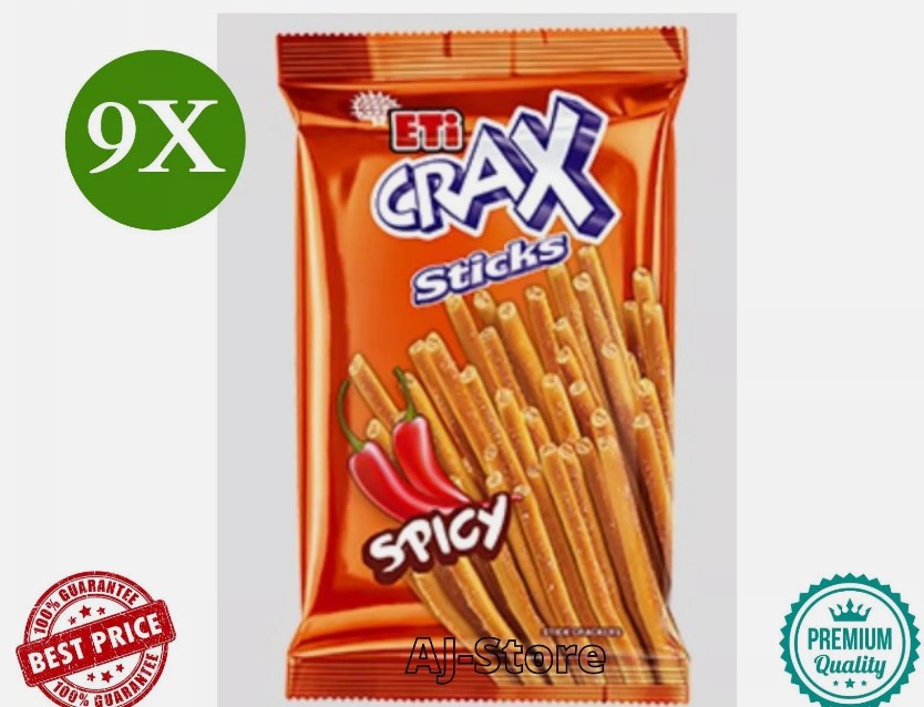 9 Pack X ETi Crax Spicy Flavor Biscuit Sticks (45 Gram)