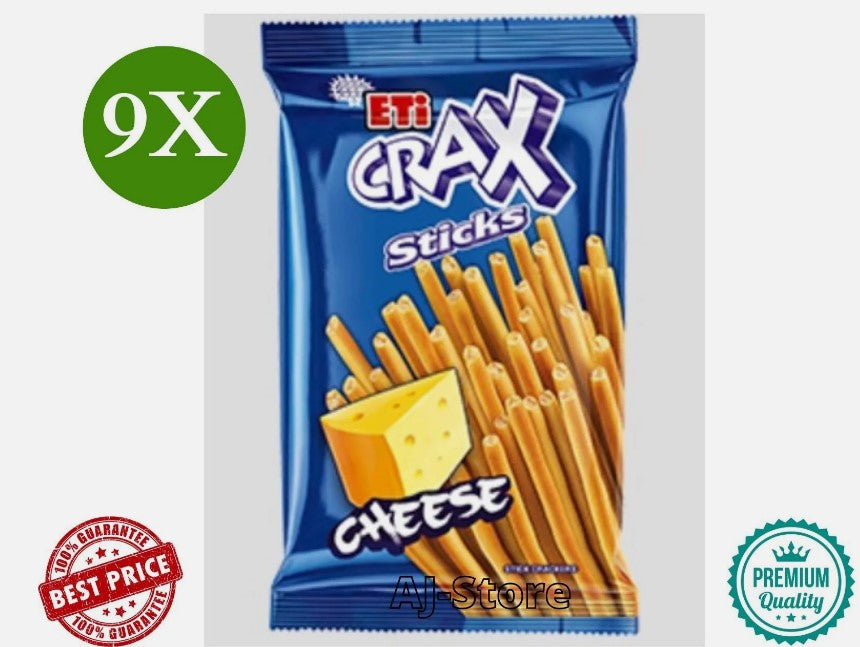 9 Pack X ETi Crax Cheese Flavor Biscuit Sticks (45 Gram)