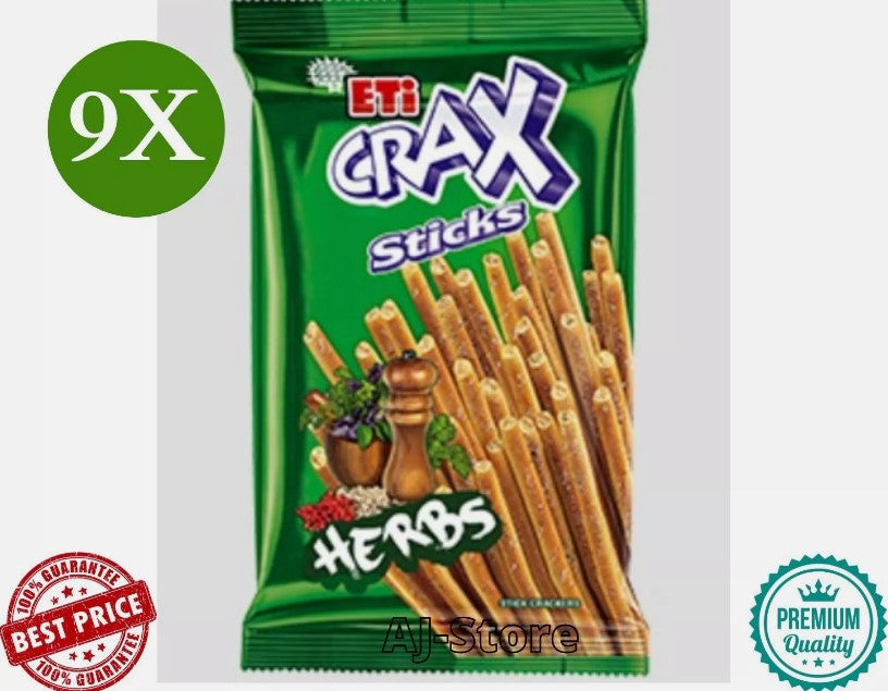 9 Pack X ETi Crax Herbs Flavor Biscuit Sticks (45 Gram)