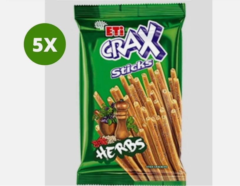5 Pack X ETi Crax Herbs Flavor Biscuit Sticks (45 Gram)