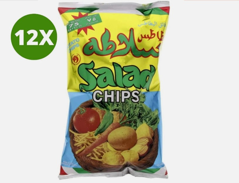 12 Pack X Salad Chips Oman Hot and Sour flavor Potato Chips (15g) بطاطس سلاطه