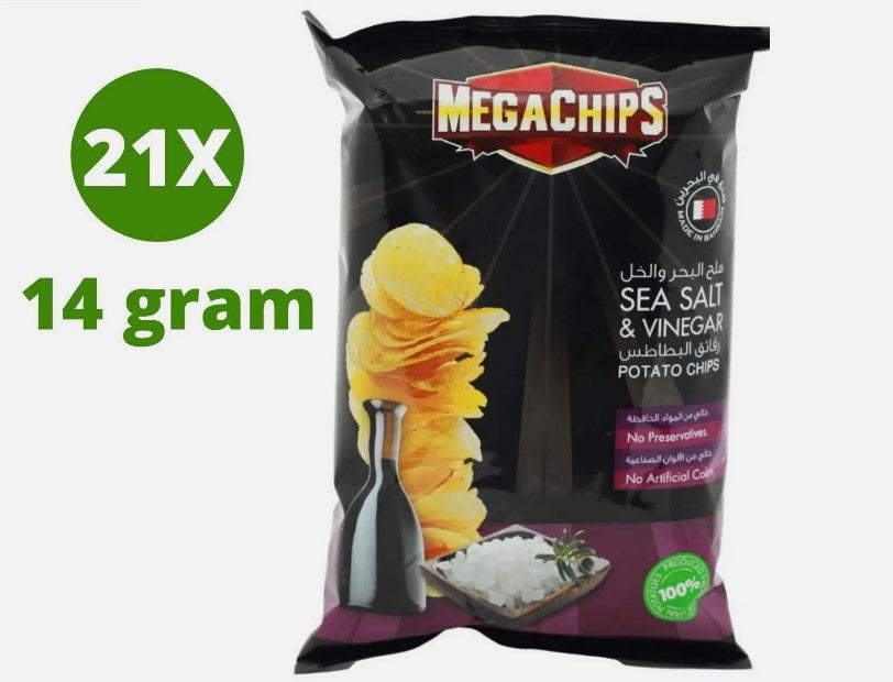 21 Pack X Mega Potato Chips Salt & Vinegar Flavor ( 14 Gram)