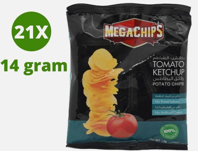 21 Pack X Mega Potato Chips Tomato Ketchup Flavor ( 14 Gram)
