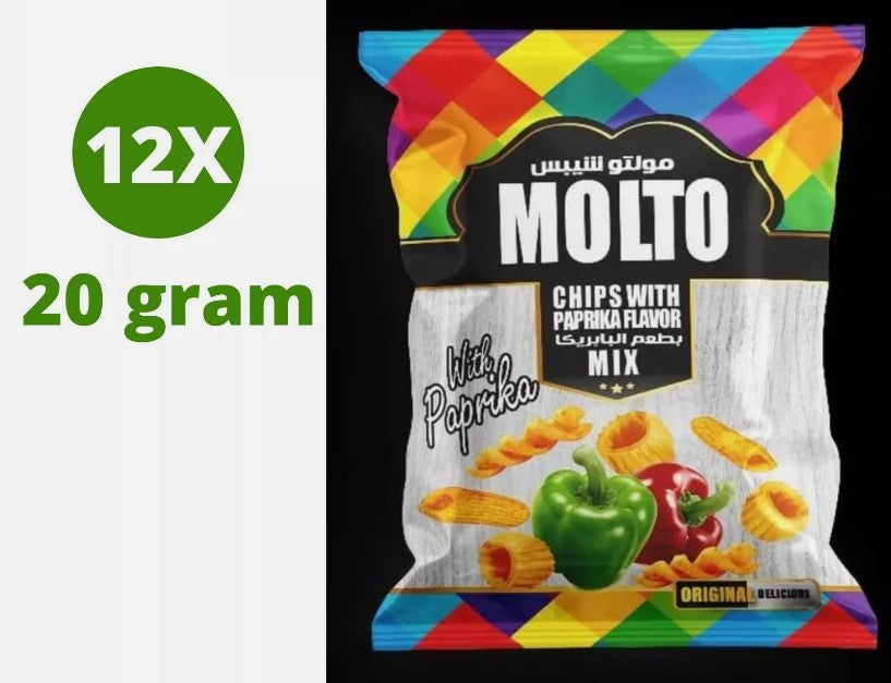 12 Pack X Molto Chips Mix With Paprika Flavor (20 Gram) مولتو شيبس Free Shipping