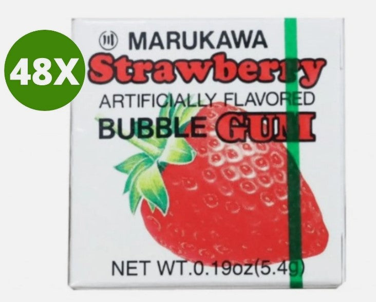 48 Pieces X Japanese Marukawa Strawberry Flavored Fusen Gum (5.4 gram/Piece)