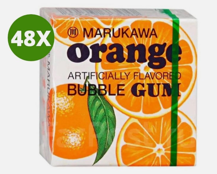 48 Pieces X Japanese Marukawa Orange Flavored Fusen Gum (5.4 gram/Piece)