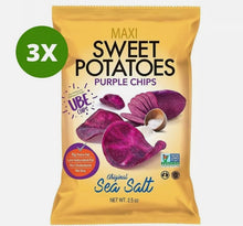 Load image into Gallery viewer, 3 Pack X Maxi Sweet Potatoes Purple Chips-UBE Sea Salt Flavor- 70 gram
