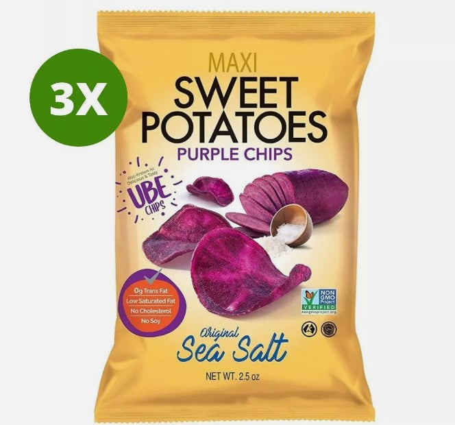3 Pack X Maxi Sweet Potatoes Purple Chips-UBE Sea Salt Flavor- 70 gram