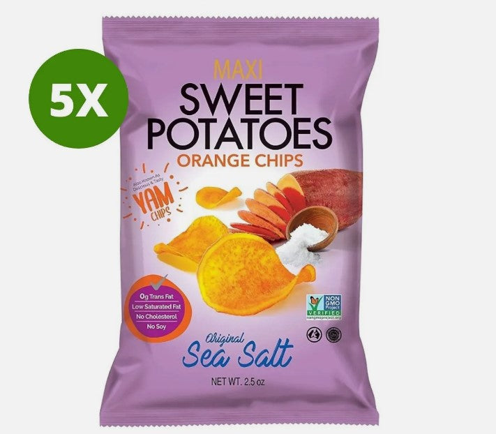 5 Pack X Maxi Sweet Potatoes Orange Chips-YAM Sea Salt Flavor- 70 gram