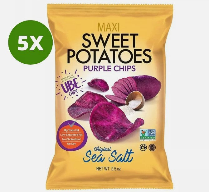 5 Pack X Maxi Sweet Potatoes Purple Chips-UBE Sea Salt Flavor- 70 gram