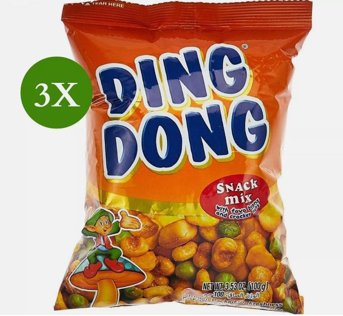 3 Pack X Ding Dong Snack Mix Nuts with fava beans and cracker nuts (70 Gram)