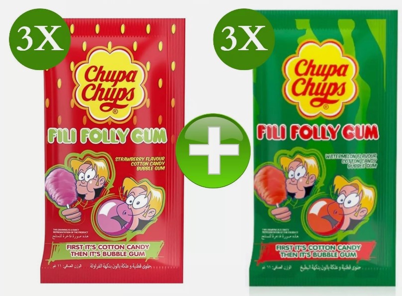 6 Pack x Chupa Chups Fili Folly Gum Cotton Candy ( 11 gram)