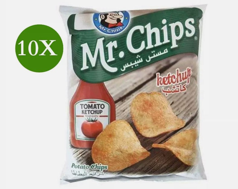 10 Pack X Mr.Chips Potato Ketchup Flavor (28 Gram) مستر شيبس بالكاتشب