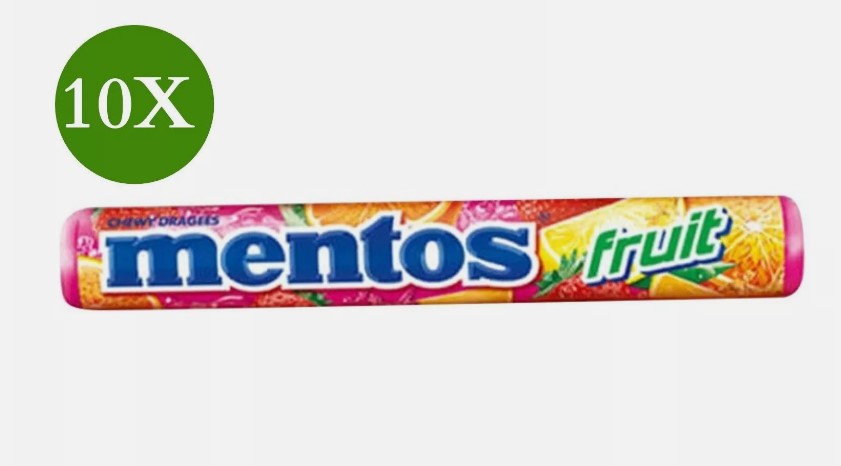 10 Pack X Mentos Chewy Candy Fruit Flavor Halal (29 Gram) منتوس