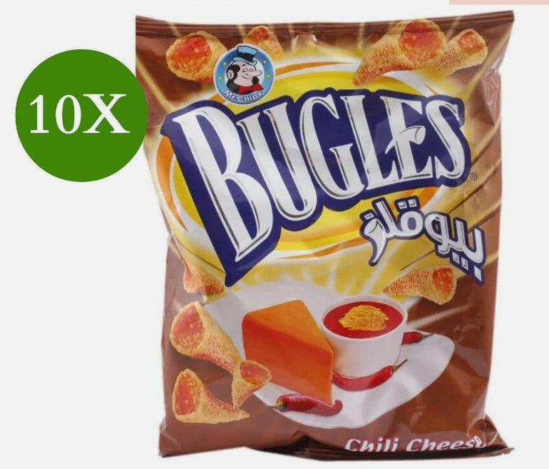 10 Pack X Mr. Chips Bugles Chili Cheese Corn Flavor 35 Gram بيوقلزمستر شيبس