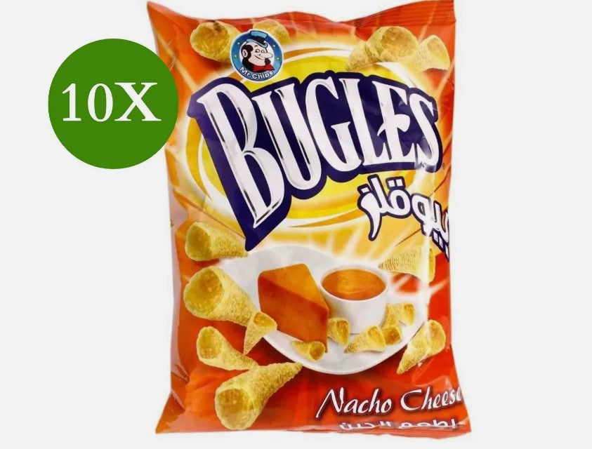 10 Pack X Mr. Chips Bugles Nacho Cheese Flavor 35 Gram بيوقلزمستر شيبس