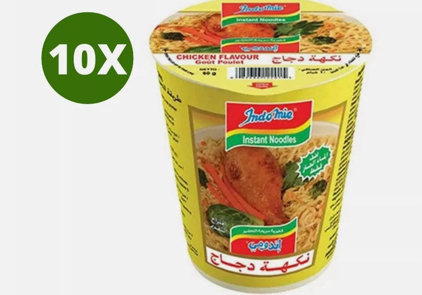 10x Indomie cup Chicken flavor HALAL ( 60 gram) اندومي بنكهة دجاج