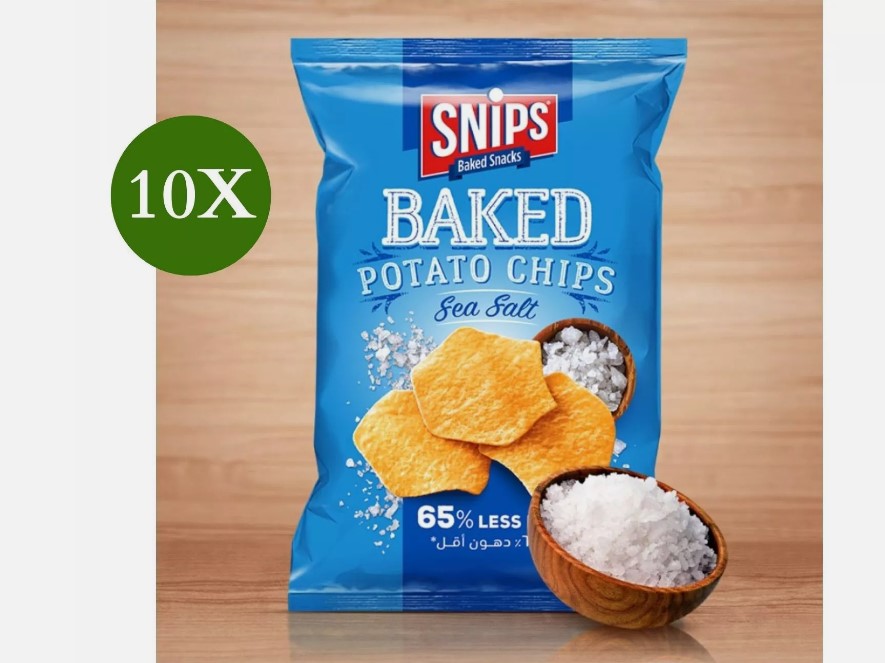 10 Pack X Snips Baked Potato Chips Sea Salt Flavor ( 65% Less Fat) 35g