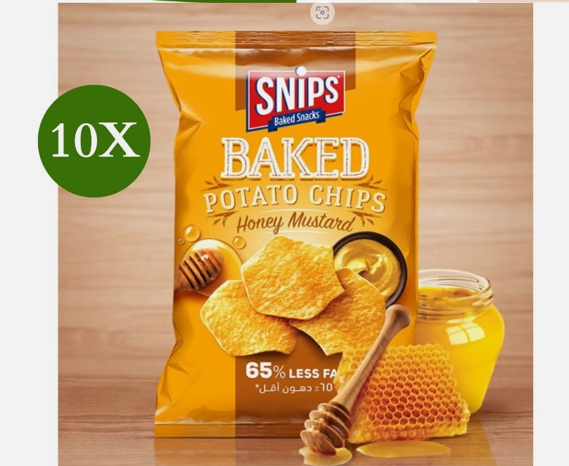 10 Pack X Snips Baked Potato Chips Honey Mustard Flavor ( 65% Less Fat) 35g