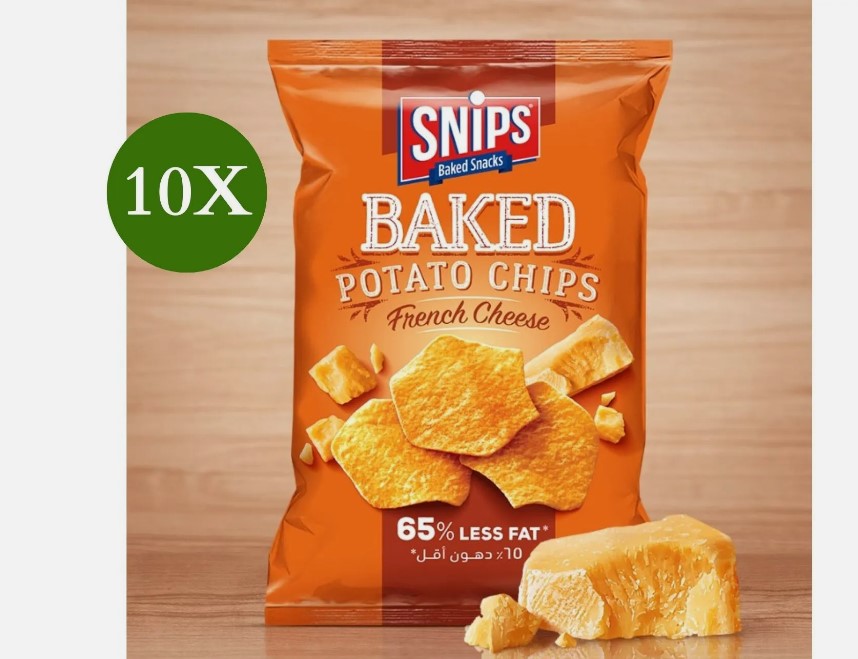 10 Pack X Snips Baked Potato Chips French Cheese Flavor ( 65% Less Fat) 35g