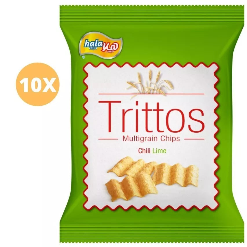 10 Pack X Hala Chips Trittos Chili Lime Flavor (30 Gram) + 2 Pack FREE