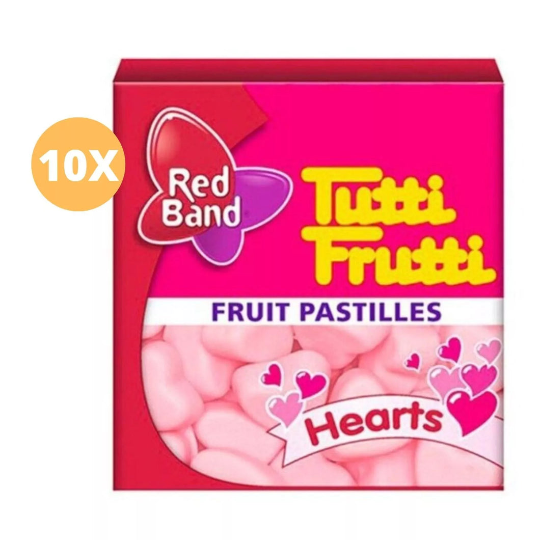 10 Packet X Tutti Frutti Candy Hearts Pastilles 18 Gram توتي فروتي قلوب