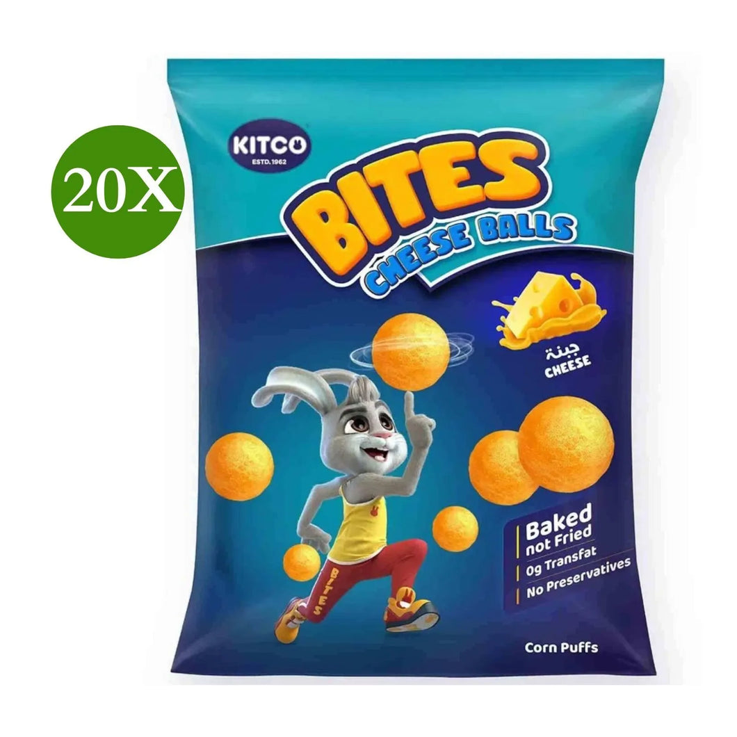 20 Pack X Kitco Bites Chips Corn Puffs Cheese Flavor Baked not Fried ( 16 Gram)
