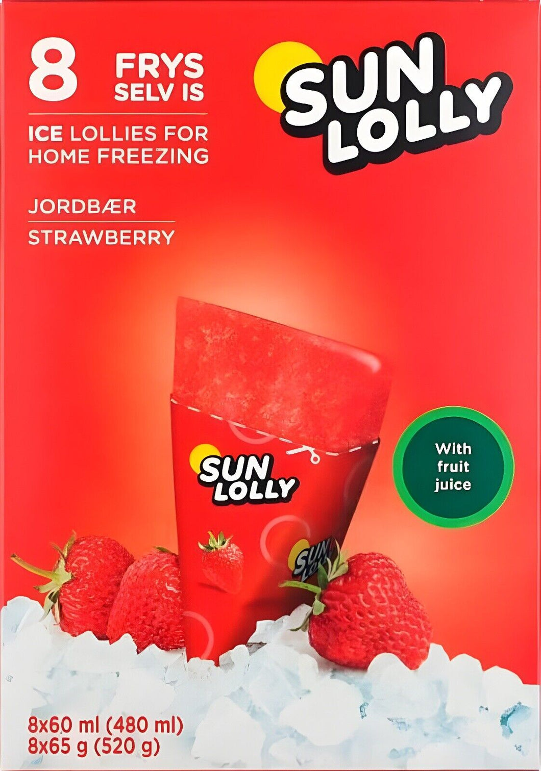 1 Pack X Sun Lolly ice lollies for home freezing Strawberry Flavor 8 Ice Lollies