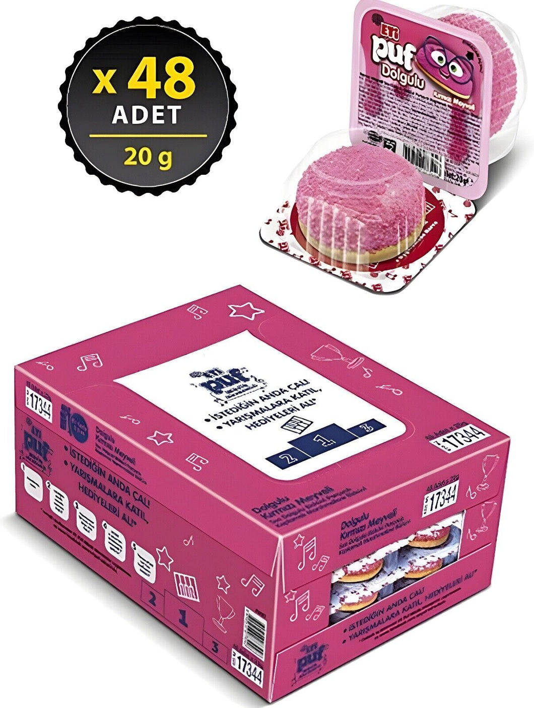 48X ETi PUF Marshmallow Biscuit with Strawberry Flavor بسكويت مارشميلو خد العروس