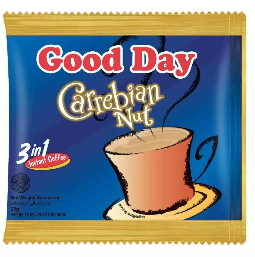 30 Sachet X Good Day Instant Coffee Powder Carrebian Nut Three In One (20 gram)