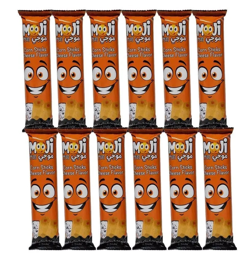 12 Packet X Moji Corn Sticks Cheese Flavor Chips 2 sticks per packet ( 14 Gram)