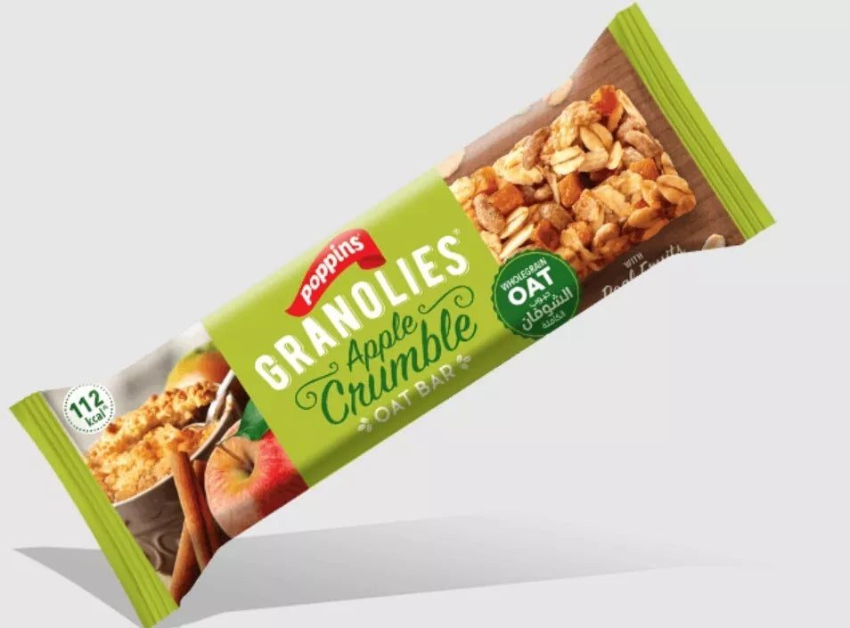 10XLebanese Poppins Granolies Apple Crumble Oat Bar |Healthy Snacks ( 30 gram)